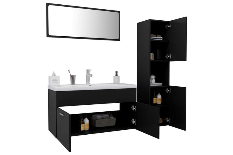 Badrumsmöbler svart spånskiva - Svart - Hus & renovering - Kök & bad - Badrum - Badrumsmöbler & badrumsinredning - Kompletta möbelpaket badrum