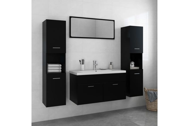 Badrumsmöbler svart spånskiva - Svart - Hus & renovering - Kök & bad - Badrum - Badrumsmöbler & badrumsinredning - Kompletta möbelpaket badrum