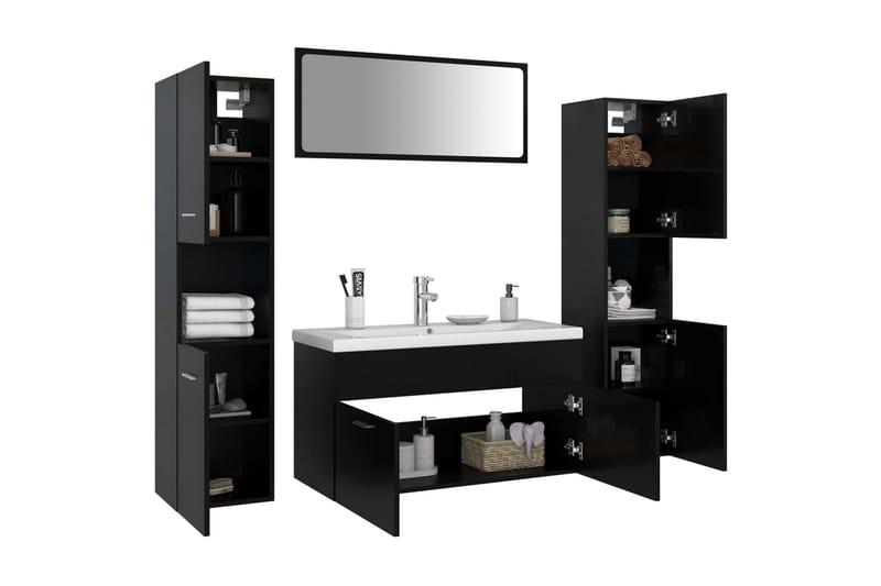 Badrumsmöbler svart spånskiva - Svart - Hus & renovering - Kök & bad - Badrum - Badrumsmöbler & badrumsinredning - Kompletta möbelpaket badrum