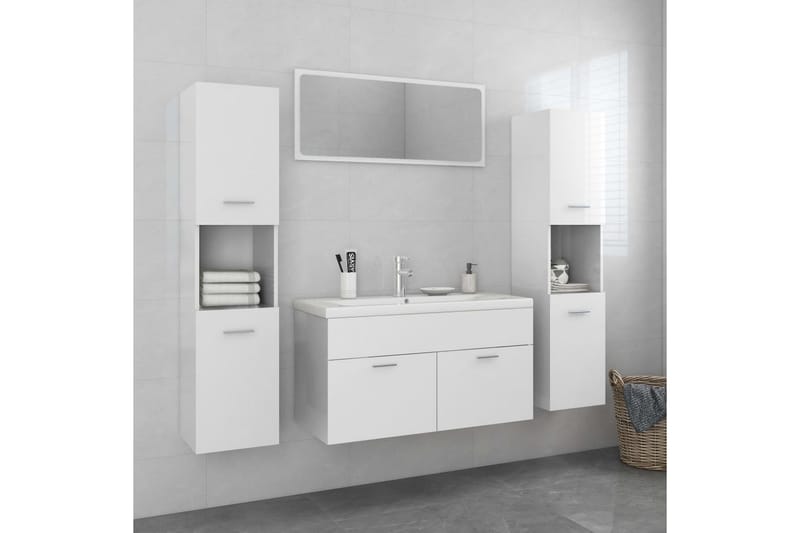 Badrumsmöbler vit högglans spånskiva - Vit - Hus & renovering - Kök & bad - Badrum - Badrumsmöbler & badrumsinredning - Kompletta möbelpaket badrum