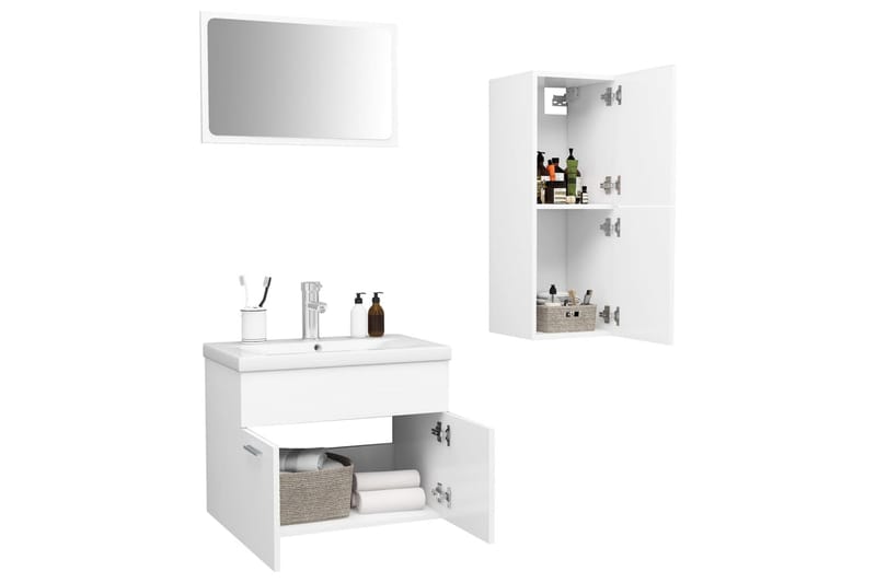 Badrumsmöbler vit spånskiva - Vit - Hus & renovering - Kök & bad - Badrum - Badrumsmöbler & badrumsinredning - Kompletta möbelpaket badrum