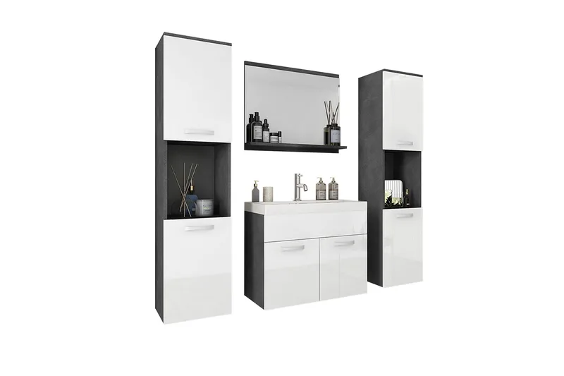 Badrumsmöbler, Vit|Svart