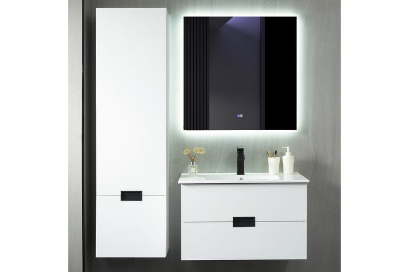 Badrumspaket Kommod, sidoskåp & LED-spegel Blandare ingår Vi, Lyfco