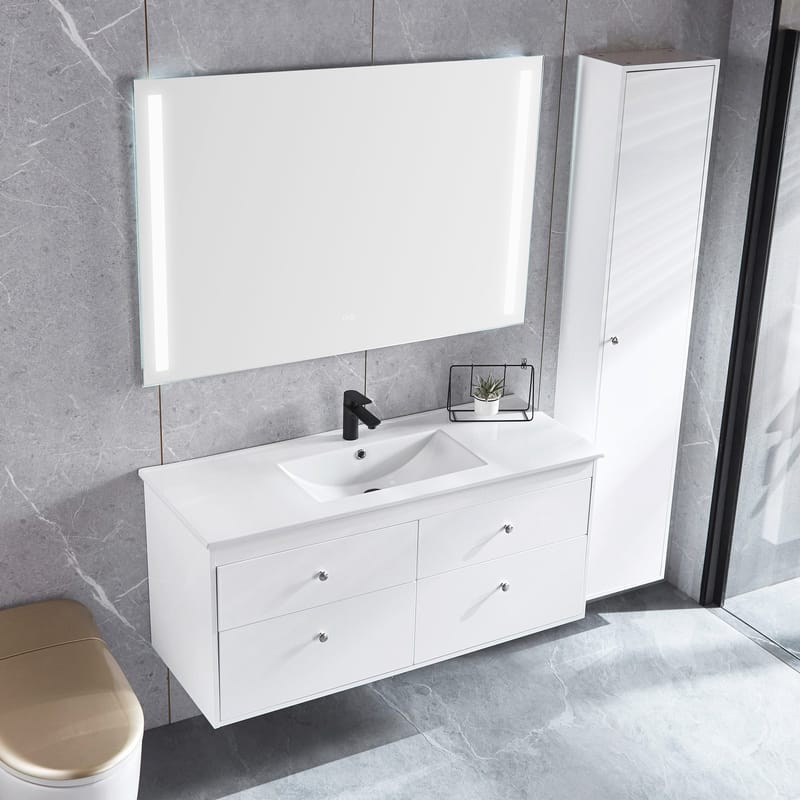 Badrumspaket Kommod 120cm Högskåp och LED-spegel 120 cm Silv - Lyfco - Hus & renovering - Kök & bad - Badrum - Badrumsmöbler & badrumsinredning - Kompletta möbelpaket badrum