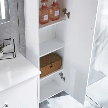 Badrumspaket Kommod 120cm Högskåp och LED-spegel 120 cm Silv - Lyfco - Hus & renovering - Kök & bad - Badrum - Badrumsmöbler & badrumsinredning - Kompletta möbelpaket badrum