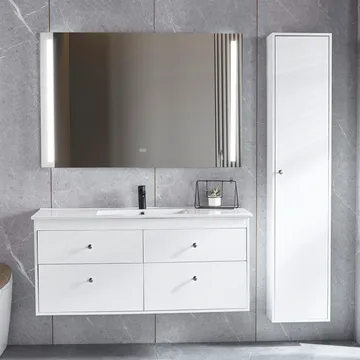 Badrumspaket Kommod 120cm Högskåp och LED-spegel 120 cm Silv - Lyfco - Hus & renovering - Kök & bad - Badrum - Badrumsmöbler & badrumsinredning - Kompletta möbelpaket badrum