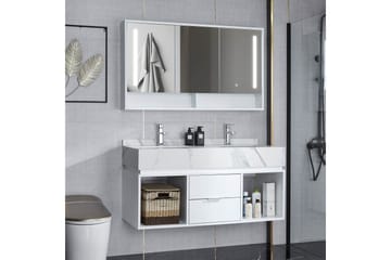 Badrumspaket LED-spegelskåp 120 cm Vit - Hus & renovering - Kök & bad - Badrum - Badrumsmöbler & badrumsinredning - Kompletta möbelpaket badrum