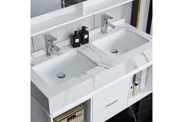 Badrumspaket LED-spegelskåp 120 cm Vit - Hus & renovering - Kök & bad - Badrum - Badrumsmöbler & badrumsinredning - Kompletta möbelpaket badrum