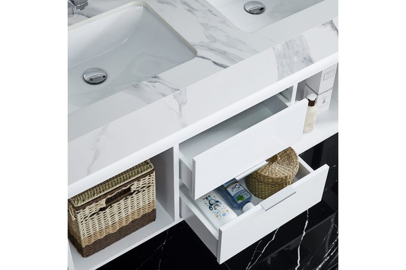 Badrumspaket LED-spegelskåp 120 cm Vit - Hus & renovering - Kök & bad - Badrum - Badrumsmöbler & badrumsinredning - Kompletta möbelpaket badrum