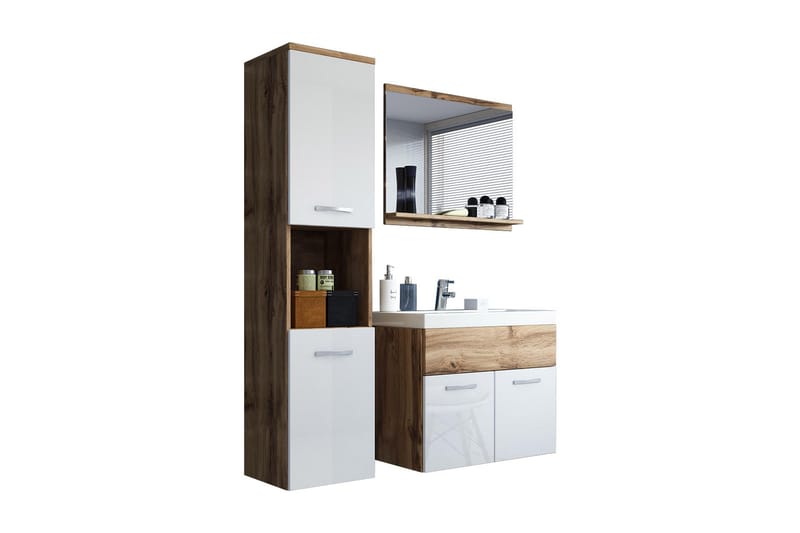Badrumsset Delorimier 57 cm - Vit/Natur - Hus & renovering - Kök & bad - Badrum - Badrumsmöbler & badrumsinredning - Kompletta möbelpaket badrum