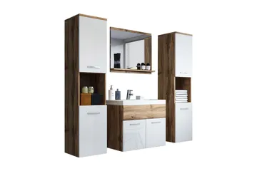 Badrumsset Delorimier XL 68 cm - Vit/Natur - Hus & renovering - Kök & bad - Badrum - Badrumsmöbler & badrumsinredning - Kompletta möbelpaket badrum