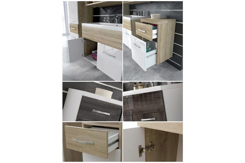 Ericka Badrumsset - Ek/Vit/Högglans - Hus & renovering - Kök & bad - Badrum - Badrumsmöbler & badrumsinredning - Kompletta möbelpaket badrum