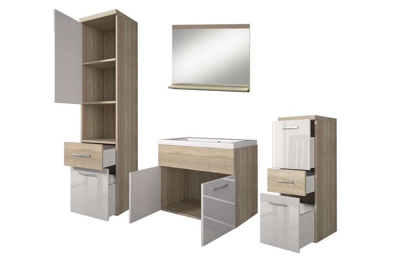 Ericka Badrumsset - Ek/Vit/Högglans - Hus & renovering - Kök & bad - Badrum - Badrumsmöbler & badrumsinredning - Kompletta möbelpaket badrum