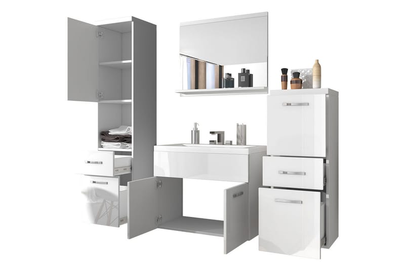 Ericka Badrumsset - Ek/Vit/Högglans - Hus & renovering - Kök & bad - Badrum - Badrumsmöbler & badrumsinredning - Kompletta möbelpaket badrum