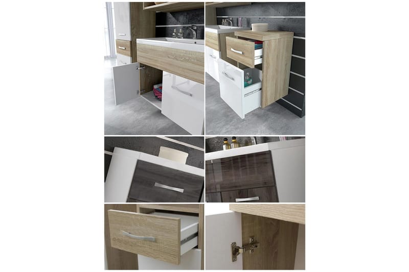 Ericka Badrumsset - Ek/Vit/Högglans - Hus & renovering - Kök & bad - Badrum - Badrumsmöbler & badrumsinredning - Kompletta möbelpaket badrum