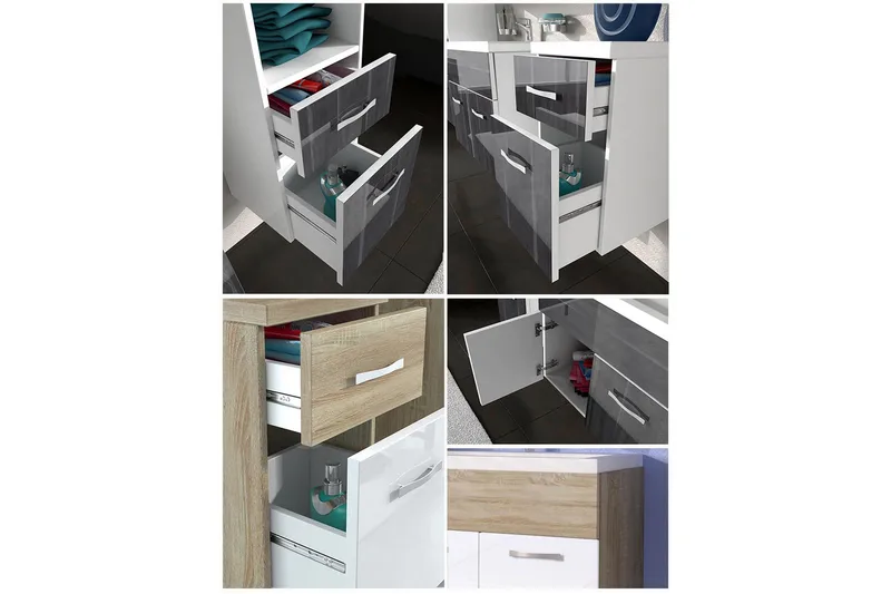 Ericka Badrumsset - Ek/Vit/Högglans - Hus & renovering - Kök & bad - Badrum - Badrumsmöbler & badrumsinredning - Kompletta möbelpaket badrum