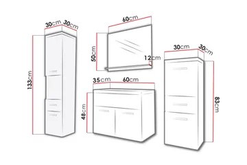 Ericka Badrumsset - Vit/Högglans - Hus & renovering - Kök & bad - Badrum - Badrumsmöbler & badrumsinredning - Kompletta möbelpaket badrum