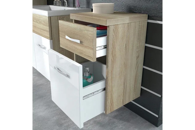 Ericka Badrumsset - Vit/Högglans/Grå/Brun - Hus & renovering - Kök & bad - Badrum - Badrumsmöbler & badrumsinredning - Kompletta möbelpaket badrum