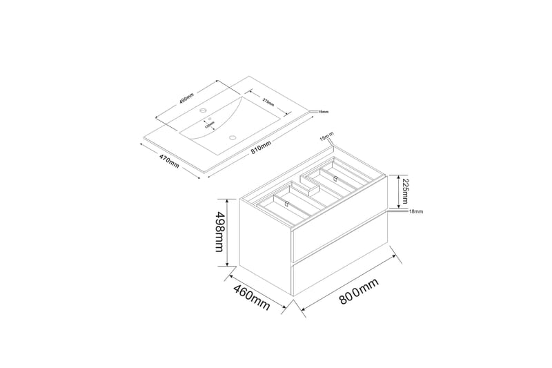 Eufori Möbelpaket 80 cm - Vit - Kompletta möbelpaket badrum