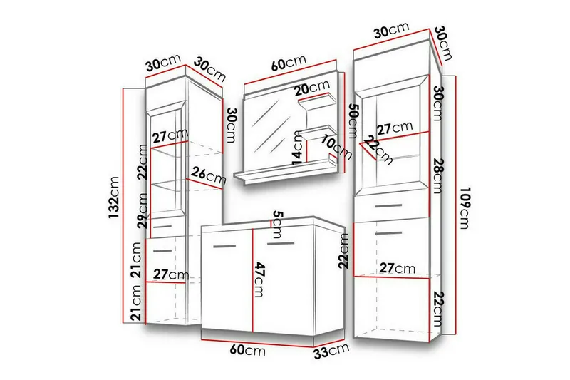 Galbally Badrumsmöbelset Brown - Hus & renovering - Kök & bad - Badrum - Badrumsmöbler & badrumsinredning - Kompletta möbelpaket badrum