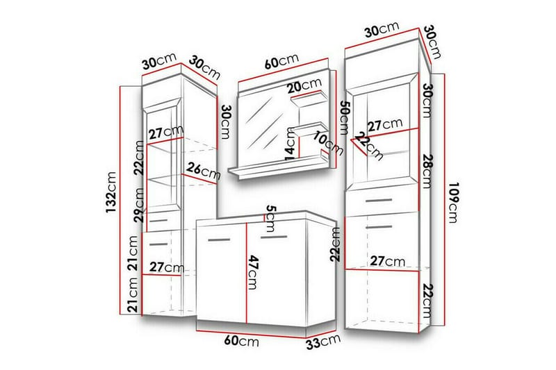 Galbally Badrumsmöbelset - Brun - Hus & renovering - Kök & bad - Badrum - Badrumsmöbler & badrumsinredning - Kompletta möbelpaket badrum