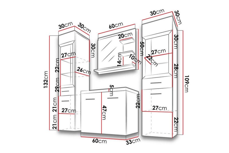 Galbally Badrumsmöbelset - Brun - Hus & renovering - Kök & bad - Badrum - Badrumsmöbler & badrumsinredning - Kompletta möbelpaket badrum