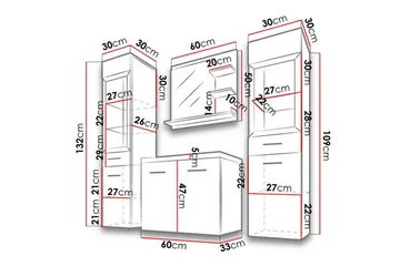 Galbally Badrumsmöbelset - Grå - Hus & renovering - Kök & bad - Badrum - Badrumsmöbler & badrumsinredning - Kompletta möbelpaket badrum