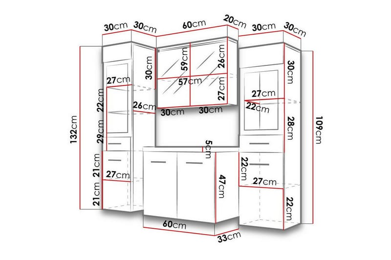 Galbally Badrumsmöbelset Grey High Gloss - Hus & renovering - Kök & bad - Badrum - Badrumsmöbler & badrumsinredning - Kompletta möbelpaket badrum