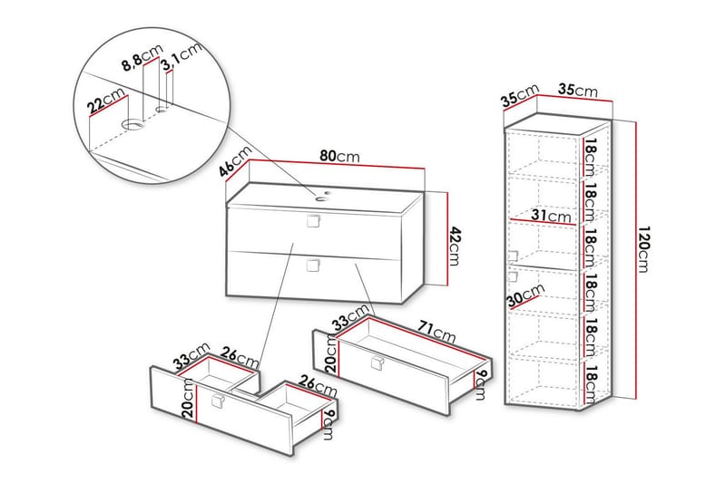 Glenndale Badrumsmöbelset - Svart - Hus & renovering - Kök & bad - Badrum - Badrumsmöbler & badrumsinredning - Kompletta möbelpaket badrum