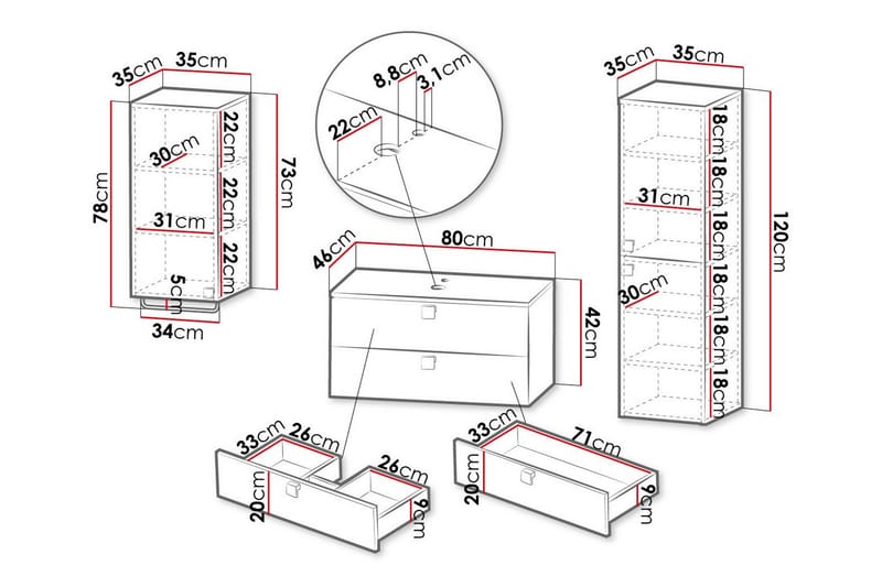 Glenndale Badrumsmöbelset - Vit - Hus & renovering - Kök & bad - Badrum - Badrumsmöbler & badrumsinredning - Kompletta möbelpaket badrum