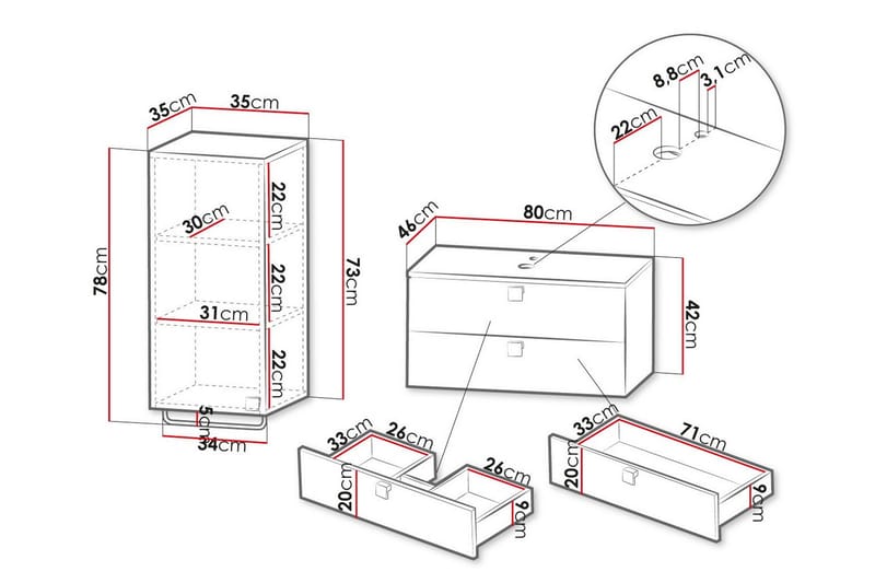 Glenndale Badrumsmöbelset - Vit - Hus & renovering - Kök & bad - Badrum - Badrumsmöbler & badrumsinredning - Kompletta möbelpaket badrum