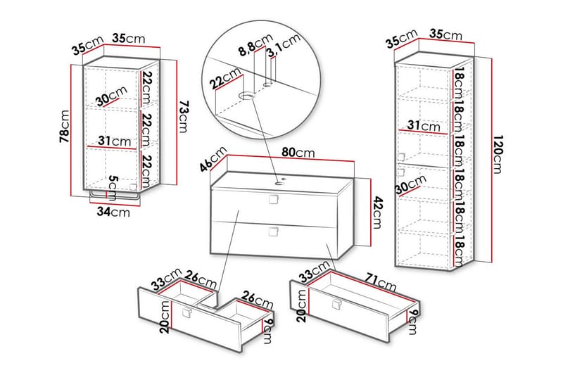 Glenndale Badrumsmöbelset - Vit - Hus & renovering - Kök & bad - Badrum - Badrumsmöbler & badrumsinredning - Kompletta möbelpaket badrum