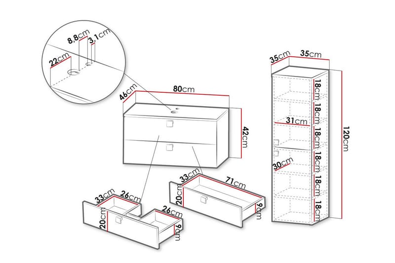Glenndale Badrumsmöbelset - Vit - Hus & renovering - Kök & bad - Badrum - Badrumsmöbler & badrumsinredning - Kompletta möbelpaket badrum