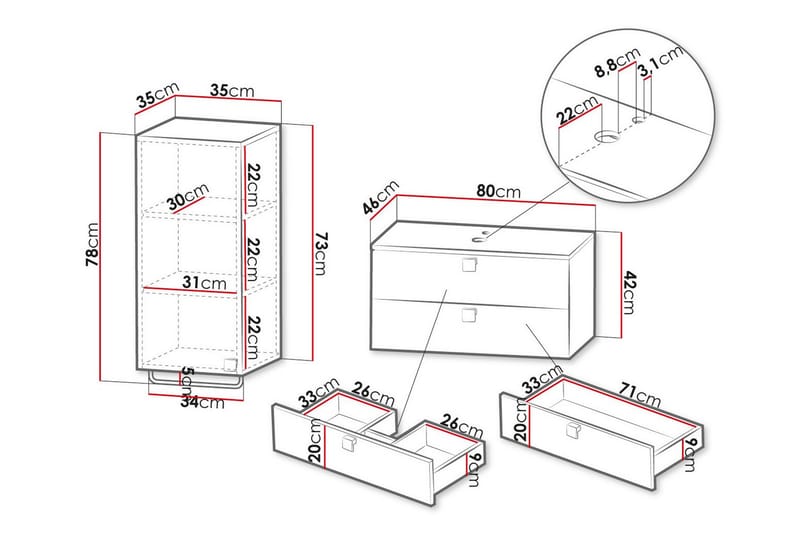 Glenndale Badrumsmöbelset - Vit - Hus & renovering - Kök & bad - Badrum - Badrumsmöbler & badrumsinredning - Kompletta möbelpaket badrum