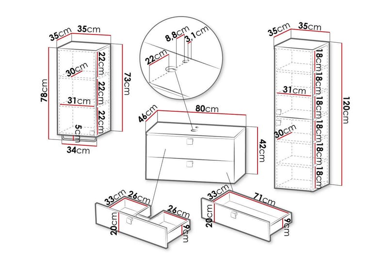 Glenndale Badrumsmöbelset - Vit - Hus & renovering - Kök & bad - Badrum - Badrumsmöbler & badrumsinredning - Kompletta möbelpaket badrum