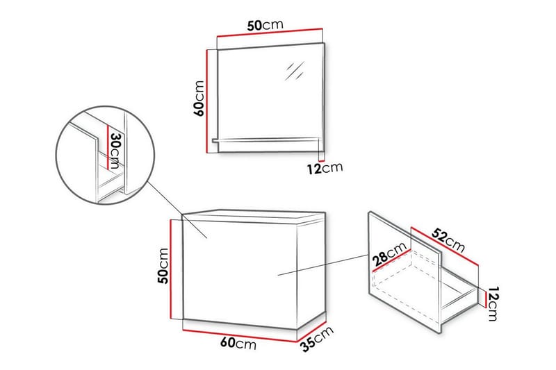 Kintore Badrumsmöbelset - Vit - Hus & renovering - Kök & bad - Badrum - Badrumsmöbler & badrumsinredning - Kompletta möbelpaket badrum