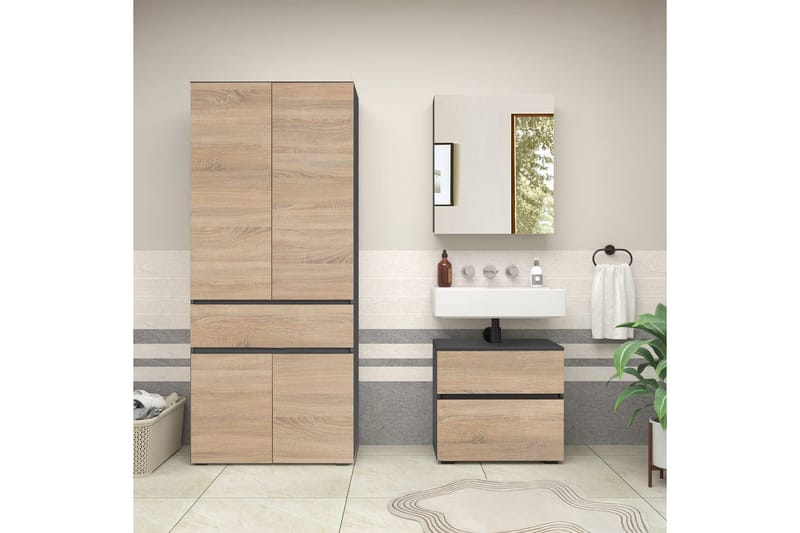 Kompletta möbelpaket Loft24 Wisla Komplett möbelpaket Grå 15x60 cm - Hus & renovering - Kök & bad - Badrum - Badrumsmöbler & badrumsinredning - Kompletta möbelpaket badrum
