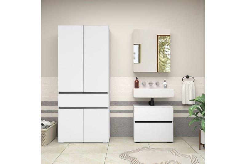 Kompletta möbelpaket Loft24 Wisla Komplett möbelpaket Vit 15x60 cm - Hus & renovering - Kök & bad - Badrum - Badrumsmöbler & badrumsinredning - Kompletta möbelpaket badrum