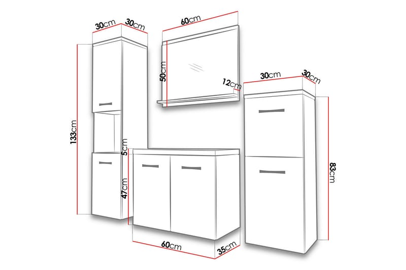 Malo Badrumsset - Mörk Ek - Hus & renovering - Kök & bad - Badrum - Badrumsmöbler & badrumsinredning - Kompletta möbelpaket badrum