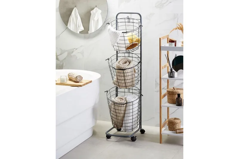 Korg Ayapal Grå, svart - Grå, svart - Hus & renovering - Kök & bad - Badrum - Badrumsmöbler & badrumsinredning - Rullvagn badrum