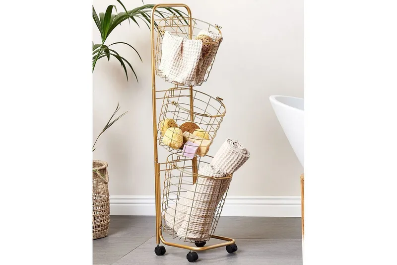 Korg Ayapal Guld - Guld - Hus & renovering - Kök & bad - Badrum - Badrumsmöbler & badrumsinredning - Rullvagn badrum