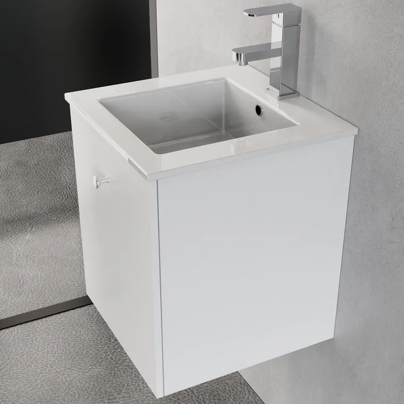 Liten kommod 40cm | Nedsänkt handfat | Vilmer vit, undefined