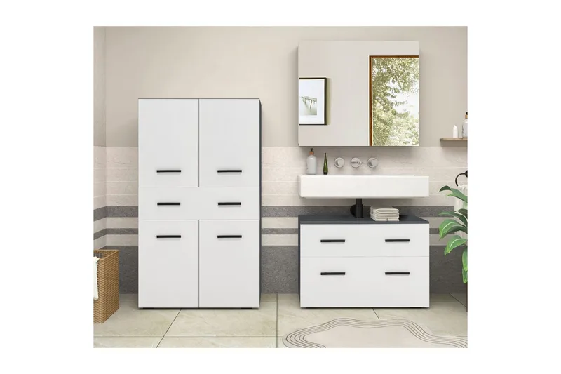 Malika Högskåp till Badrum 130x76x35 cm - Vit - Hus & renovering - Kök & bad - Badrum - Badrumsmöbler & badrumsinredning - Badrumsskåp