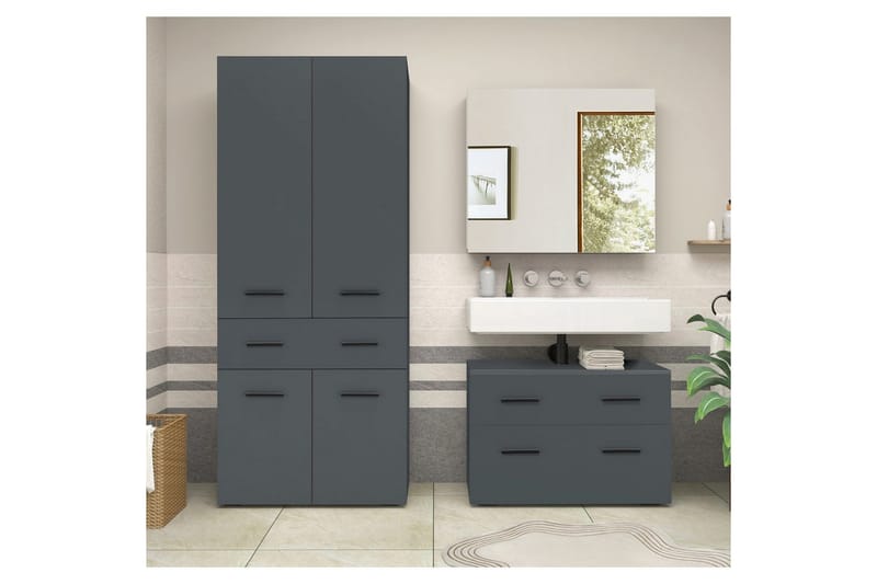 Malika Högskåp till Badrum 180x76x35 cm - Grå - Hus & renovering - Kök & bad - Badrum - Badrumsmöbler & badrumsinredning - Badrumsskåp