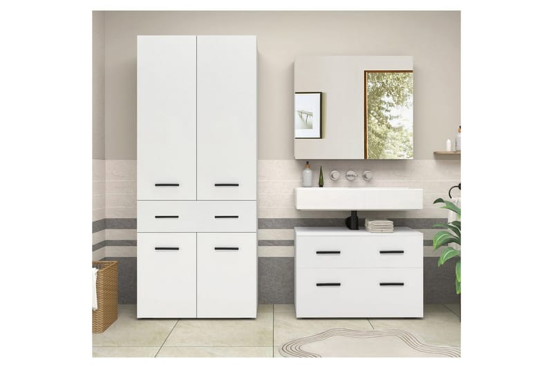 Malika Högskåp till Badrum 180x76x35 cm - Vit - Hus & renovering - Kök & bad - Badrum - Badrumsmöbler & badrumsinredning - Badrumsskåp