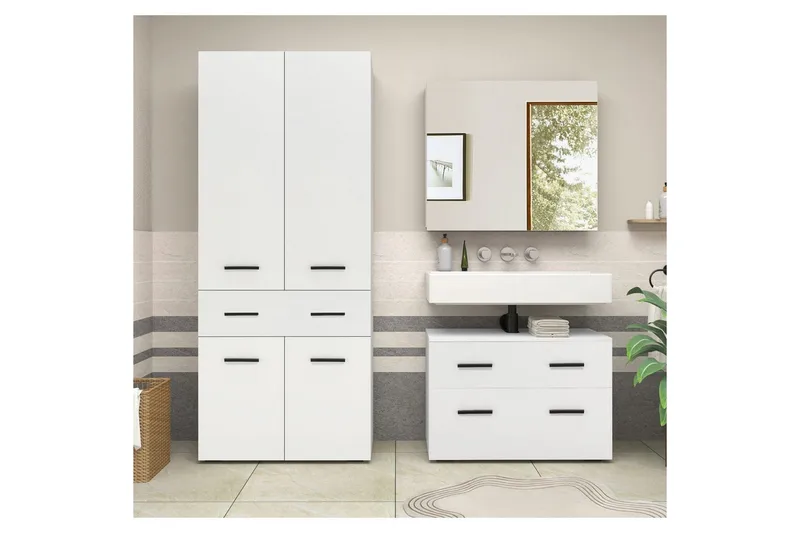 Malika Högskåp till Badrum 180x76x35 cm - Vit - Hus & renovering - Kök & bad - Badrum - Badrumsmöbler & badrumsinredning - Badrumsskåp