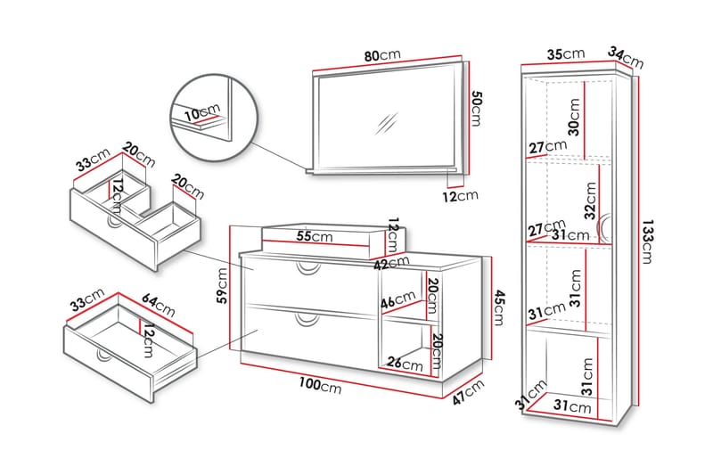 Merlinor Möbelset för Badrum - Beige - Hus & renovering - Kök & bad - Badrum - Badrumsmöbler & badrumsinredning - Kompletta möbelpaket badrum