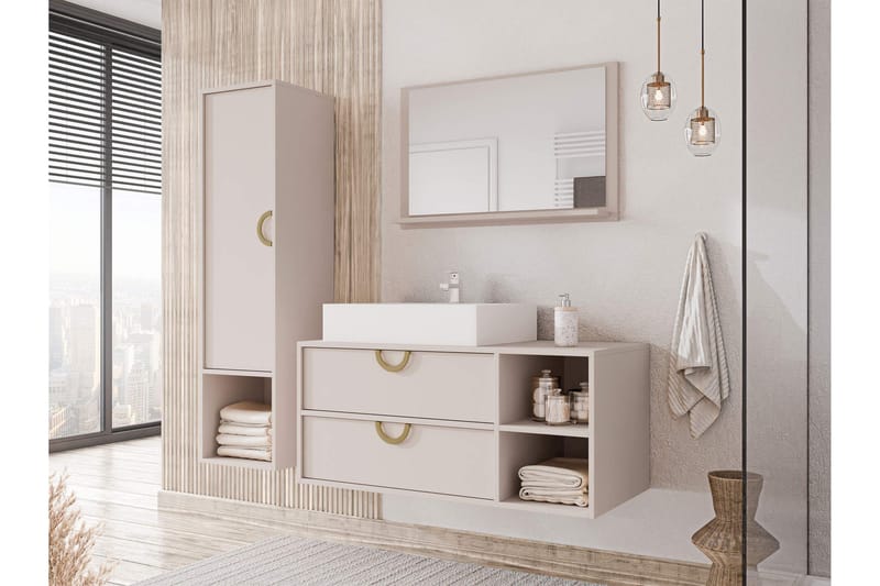 Merlinor Möbelset för Badrum - Beige - Hus & renovering - Kök & bad - Badrum - Badrumsmöbler & badrumsinredning - Kompletta möbelpaket badrum