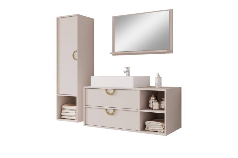 Merlinor Möbelset för Badrum - Beige - Hus & renovering - Kök & bad - Badrum - Badrumsmöbler & badrumsinredning - Kompletta möbelpaket badrum