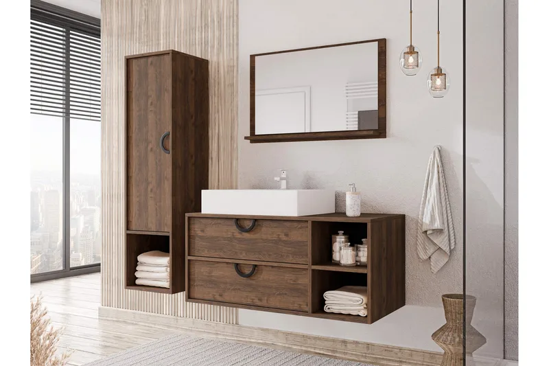 Merlinor Möbelset för Badrum - Brun - Hus & renovering - Kök & bad - Badrum - Badrumsmöbler & badrumsinredning - Kompletta möbelpaket badrum